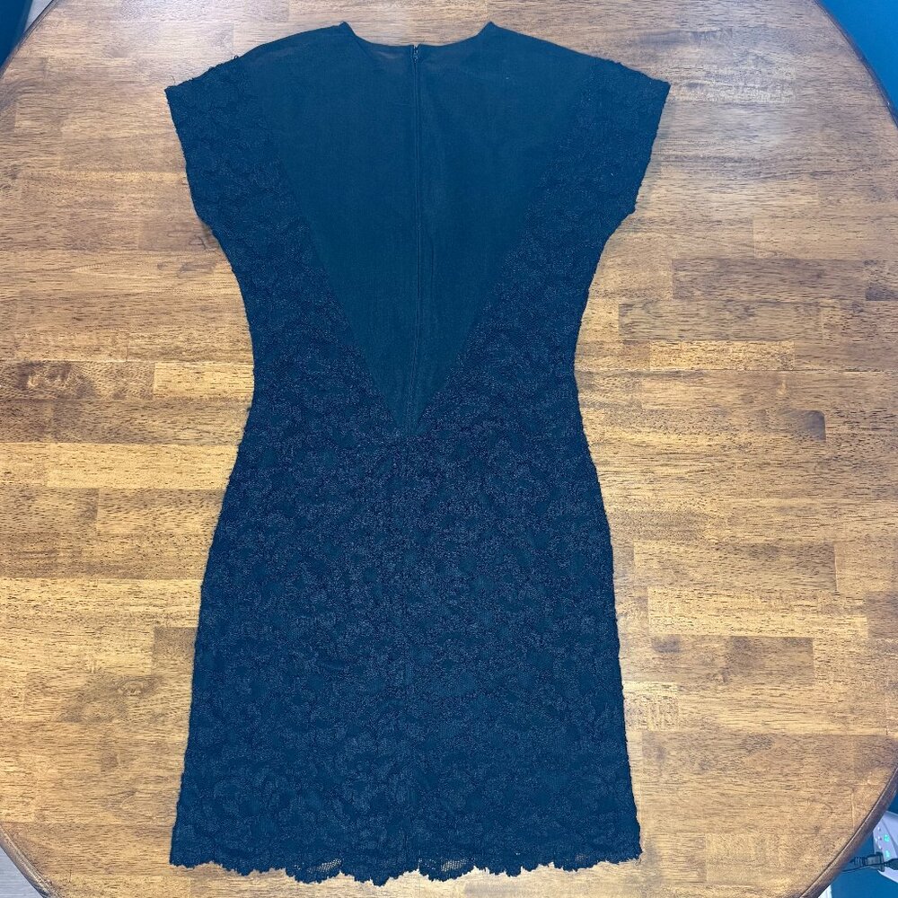 Whimsigoth Vintage Romantic Black Sheer Neck/Back Embroidered Cocktail Dress